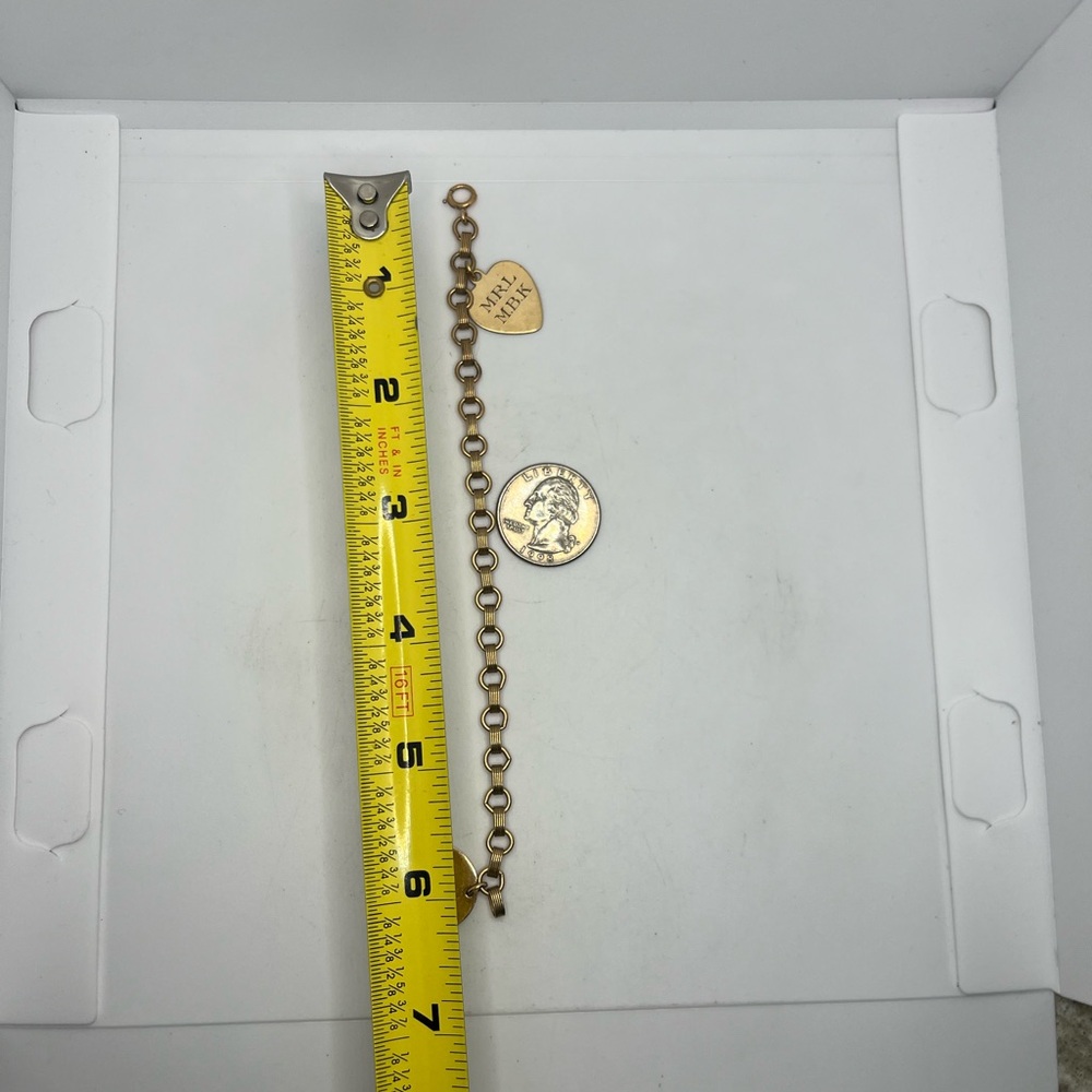 1950’s 12k gold filled charm bracelet w 2 engraved charms vintage chain - Picture 10 of 15